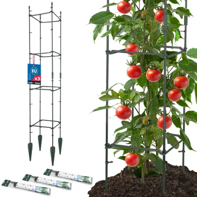 Image de KOTARBAU® Lot de 3 tuteurs modulaires 21 x 21 x 120 cm - Tuteur carré en plastique pour plantes grimpantes et légumes - Brise-vue pour le jardin