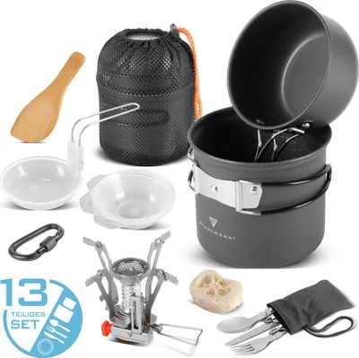 Obrázek produktu pro STAHLWERK Campingové nádobí Hliníkové kempingové nádobí Plynové varice Outdoor Set