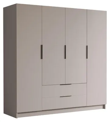 Produktbild von MIRJAN24 Kleiderschrank Sofia I 200, Schlafzimmer, Drehtürenschrank, mit Kleiderstange, Modern, Garderobenschrank, Metallgriffe (Farbe: Cashmere + Schwarz)