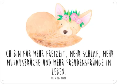 Produktbild von Mr. & Mrs. Panda Schild Wüstenfuchs Blumen DIN A5 - Weiß - Geschenk, tafel, Glücklich, Blumenkranz, Blechtafel, Afrika, Retro Blechschild, Wüste, Magnetschild, Wandbild