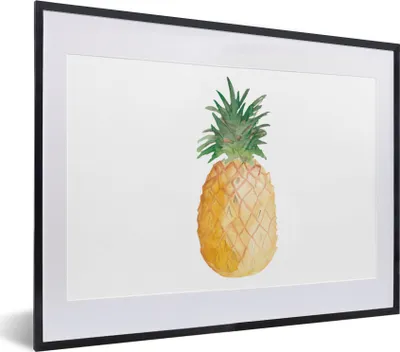 Produktbild von MuchoWow® Gerahmtes Poster Ananas - Obst - Weiß 40x30 cm - Poster mit Schwarzem Bilderrahmen Wandposter Rahmen Foto Bilder - Bilderrahmen - Poster im Rahmen