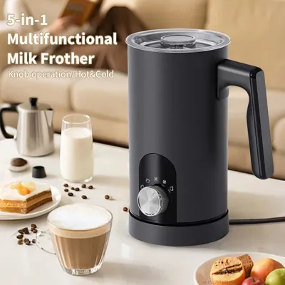 Produktbild von Elektrischer Milchaufschäumer 5-in-1, 350 ml, für Cappuccino, Latte & Kaffee, heißer/kühler Milchschaum, leise