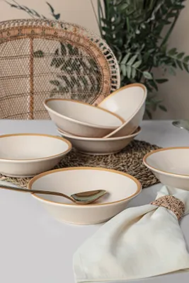 Produktbild von Hermia Concept, ST042306F950A841700MACD700, Tellerset (6 Stück), 100 % KERAMIK, Creme, 18 cm