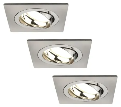 Produktbild von Ledvion 3er Set LED Einbaustrahler Edelstahl 3W dimmbar Warmweiss