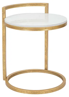 Produktbild von Koror - Runder Couchtisch, 41x41x51h cm, Marmoroptik Weiß