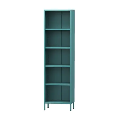 Image de Jan Nowak bibliothèque Mario étagère en métal 4 étagères réglables en hauteur (4x30 kg) et étagère haute en métal fixée au mur, 50 x 180 x 35 cm, couleur mer
