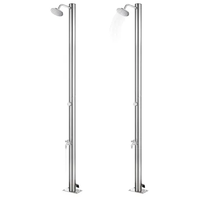 Produktbild von vidaXL Gartendusche mit Brauner Bodenplatte 220 cm Edelstahl