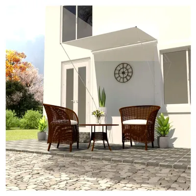 Produktbild von Einziehbare Klemmmarkise, Sonnenschutz für Fenster, Terrasse und Balkon, Creme, 150 x 150 cm