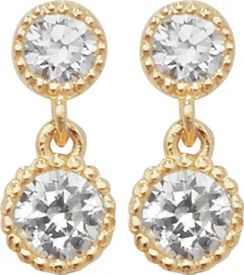 Produktbild von Moderne 9 Karat (375) Gold Damen - Paar Ohrringe mit Zirkonia - 10mm*4mm; TRS1893