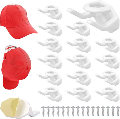 Produktbild von Belle Vous 16er Pack selbstklebende Cap Halterung - Cap Halter Wandhalter für Baseballmützen - Kappenhalter Cap Aufbewahrung für die Wand - Huthalter