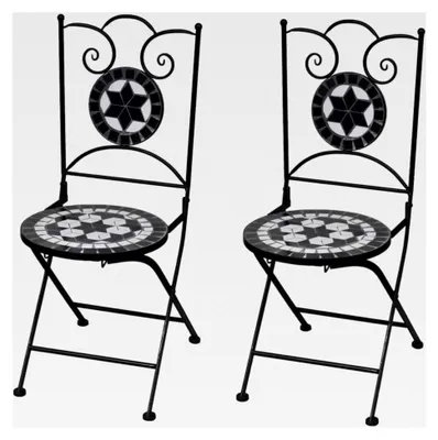 Produktbild von Klappbare Bistrostühle, Keramik, Schwarz und Weiß, 2 Stück