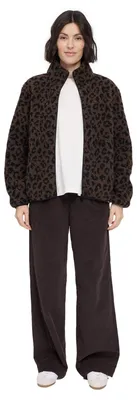 Produktbild von Mazine Printed Teddy-Fleece Jacket  - Damen Kunstfelljacke, Größe:L, Farbe:chocolate brown/printed