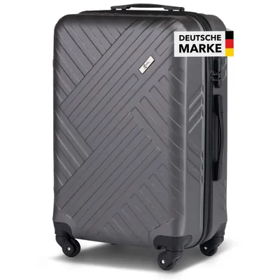 Produktbild von Xonic Design Reisekoffer mit Rollen 360° - ABS Hartschalen-Koffer Trolley mit Zahlenschloss in Handgepäck M-L-XL-Set (Dunkelgrau, XL)
