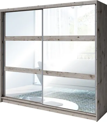 Produktbild von 230 cm breiter Kleiderschrank mit 2 Türen | 10 Fächer | Farbe: Eiche
