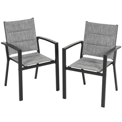 Produktbild von Outdoor-Esszimmerstühle 2er-Set, mit gepolsterten Textilene, Aluminiumgestell