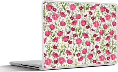 Produktbild von MuchoWow® Laptop Aufkleber Sticker Cover Blumen - Gras - Mohn 30x22 cm - Laptop-Sticker