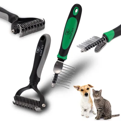 Fellpflegebürsten 2er Set für Hunde & Katzen, Entfilzungskamm