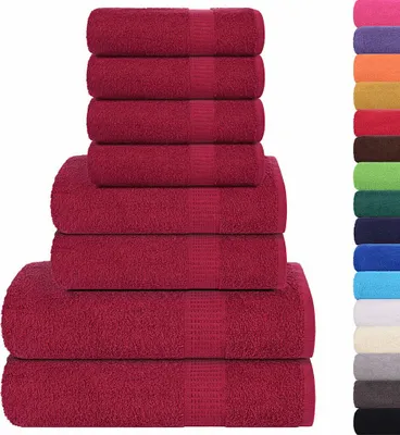 Produktbild von vidaXL 8-tlg. Handtuch-Set FROGN Bordeaux 360 g/m²