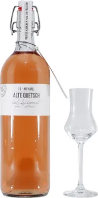 Produktbild von Birkenhof Alte Pflaume Obstbrand mit 6 x Gläser