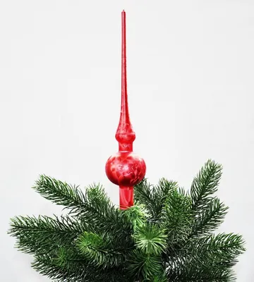 Produktbild von JACK Christbaumspitze Thüringer Glas 28cm Spitze Mundgeblasen Eislack Glanz Matt, Farbe:Rot Eislack