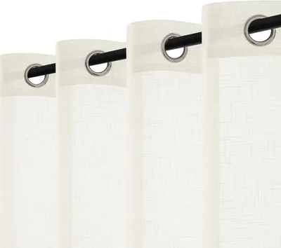 Productafbeelding van Voile gordijnen 140 x 260 cm, set van 2, linnen look, lichtdoorlatend, voor woonkamer