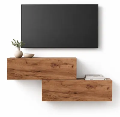 Produktbild von WEST TV-Lowboard 2x 100 cm, wandhängend, mit Stauraum, versetzt montierbar, Gold Eiche