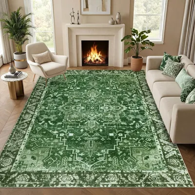 Obrázok produktu pre Elzusha – Veľký, umývateľný koberec do práčky, 160x230 cm, zelený