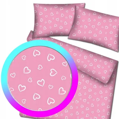 Produktbild von Designpremium Rosa Herz Baumwoll-Bettwäsche 160x200 cm