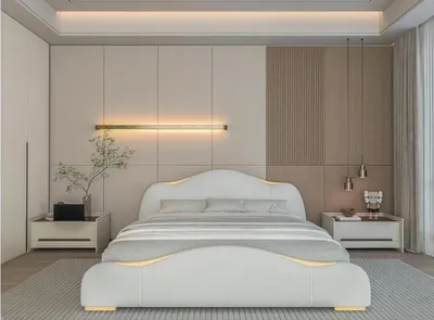 Produktbild von Modernes Weißes Schlafbett Designer Gold Verzierung Doppelbetten