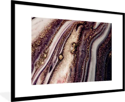 Produktbild von MuchoWow® Gerahmtes Poster Marmor - Rosa - Gold - Glitzer - Marmoroptik 90x60 cm - Poster mit Schwarzem Bilderrahmen Wandposter Rahmen Foto Bilder - Wanddekoration - Fotos