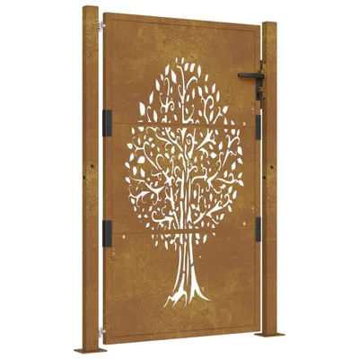 Produktbild von vidaXL Gartentor 100x125 cm Cortenstahl Baumdesign