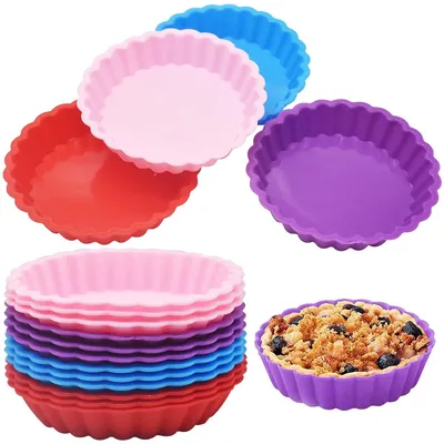 12er-Set runde Silikon-Backformen, antihaftbeschichtet, 10,8 cm