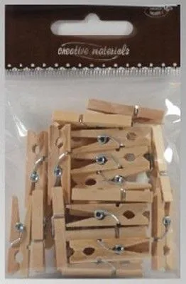 Zdjęcie produktu dla Drewniane klamerki naturalne 30 mm 25 sztuk