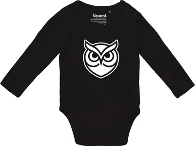 Produktbild von Huuraa Baby Body Eule Silhouette 68 Black  Baumwolle Fairtrade Langarmbody Geschenkidee