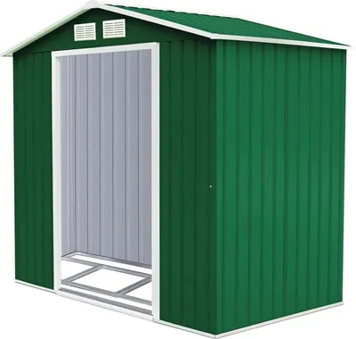 Immagine prodotto di Casetta da giardino - Casetta in plastica - 213 x 127 x 185 cm - Impermeabile - Porta scorrevole - Tetto a falda unica - Con telaio di fondazione - Verde