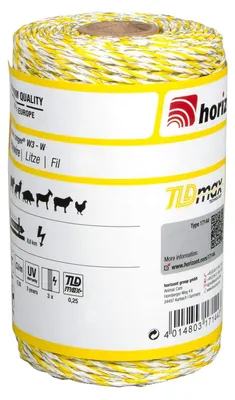 Produktbild von horizont RANGER Litze, 3 Leiter, | Weidezaunlitze Farbe: weiß/gelb/weiß | Spulenlänge: 200 m