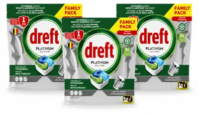 Produktbild von 3 x Dreft Platinum All-in-One Spülmaschinentabs Original - Vorteilspackung - 3 Stücke