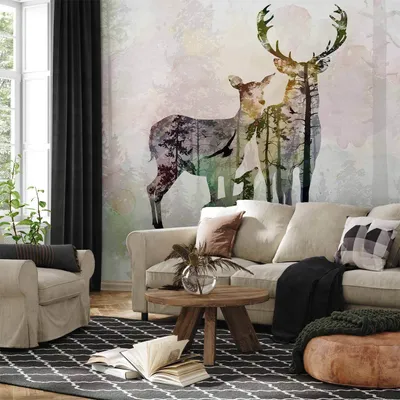 Produktbild von Selbstklebende Folie Fototapete - Forest Family 196x140 cm Tiere g-C-0275-a-a