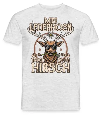 Produktbild von Spreadshirt Ersatz Lederhose Hirsch Männer T-Shirt, S, Grau meliert