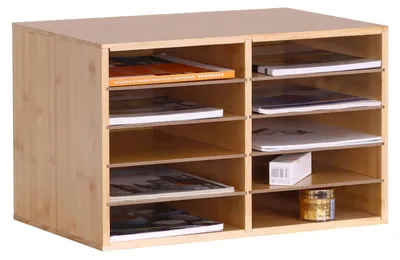 Obrázek produktu pro Bambusový držák na dokumenty, 10 slotů, velikost A4