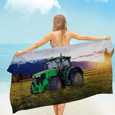 Productafbeelding van Microfiber Strandhanddoek met Tractorprint voor Jongeren en Volwassenen
