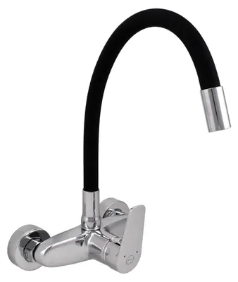 Productafbeelding van Keukenmengkraan, wandmontage, chroom, flexibele uitloop, Casa CR-1301-CS, Aquanello