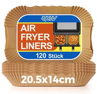 Obrázok produktu pre Pergamenový papier na fritovanie teplým vzduchom, rozmery 20,5 x 14 cm, 120 kusov, určený na dvojkomorové fritézy