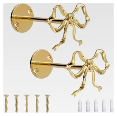 Produktbild von 2 Stück Vorhanghalterungen, goldene metallische Vorhangbänder, wandmontierte dekorative Halterungen für Wohnzimmer und Schlafzimmer