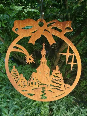 Produktbild von Edelrost Christbaumkugel Kirche