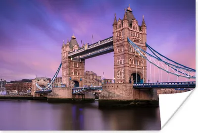 Produktbild von MuchoWow® Poster Rosa Farben am Himmel über der Tower Bridge in London 90x60 cm - Schlafzimmer