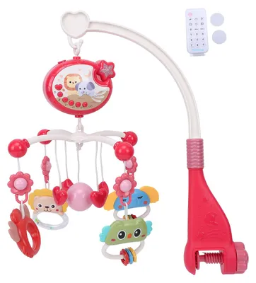 Produktbild von Musikalisches Mobile für das Babybett mit Sternenprojektor, Nachtlicht, Fernbedienung, 400 beruhigenden Melodien + 3 Liedern, 5 rotierenden Hängespielzeugen, 20/40/60 Min.