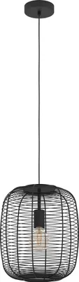 Produktbild von EGLO Hängelampe Rinroe, 1-flammige Pendelleuchte über Esstisch, Esszimmerlampe aus Metall in Schwarz, Hängeleuchte mit E27 Fassung, Ø 32,5 cm