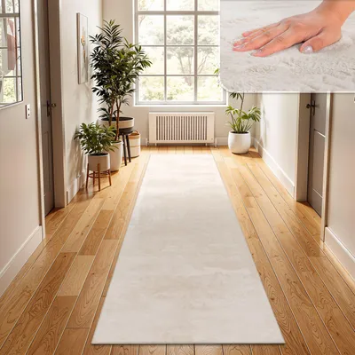 Produktbild von TT Home Wohnzimmer Teppich Hochflor Langflor Kunstfell Weich Modern Unifarben Flauschig Größe 80x150 cm
