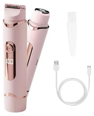 Productafbeelding van 2-in-1 intiem scheerapparaat voor vrouwen, geschikt voor nat en droog gebruik, waterdicht. Elektrisch scheerapparaat met USB-oplaadfunctie. Epilator voor dames, pijnloze gezichts- en bikinilijn scheerapparaat